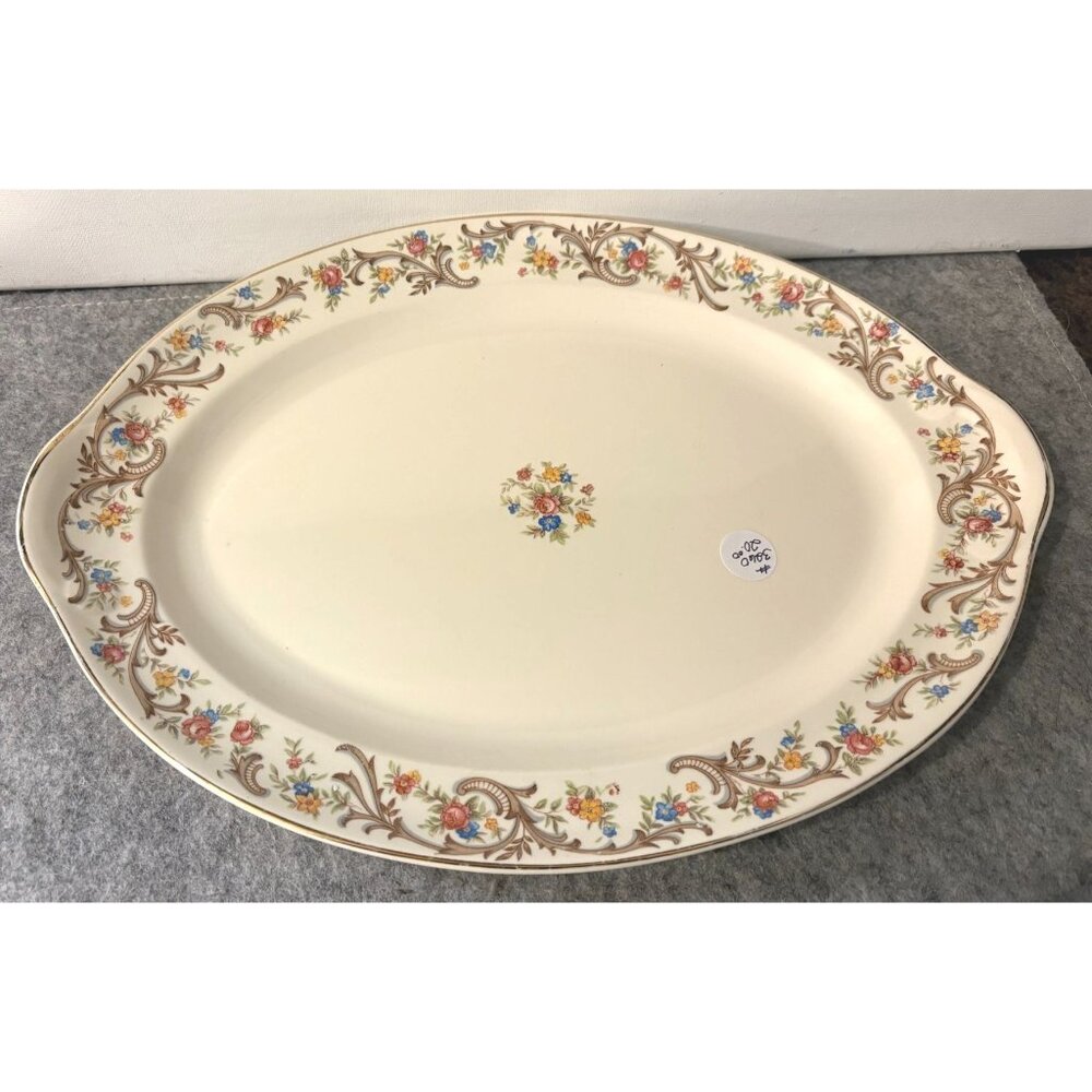 Taylor Smith Taylor Oval 13" x 9.5" Oval Platter w/Floral Design  #3260